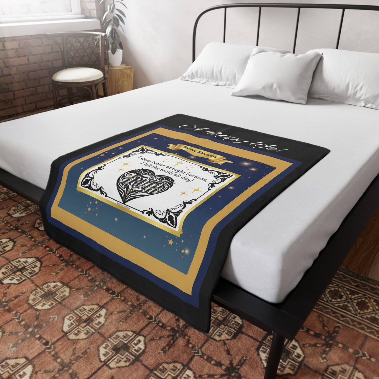 Plush Fleece Blanket - A Happy Life