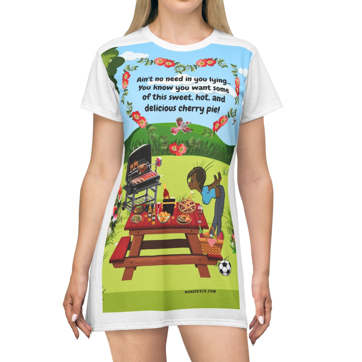 Short -Delicious Cherry Pie T-Shirt Dress