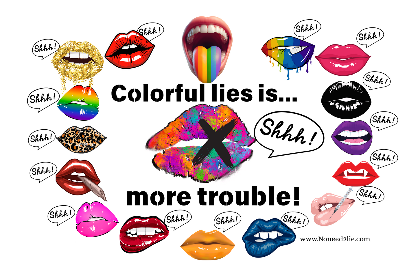 Colorful Lying Lips - Unisex Full Zip Hoodie