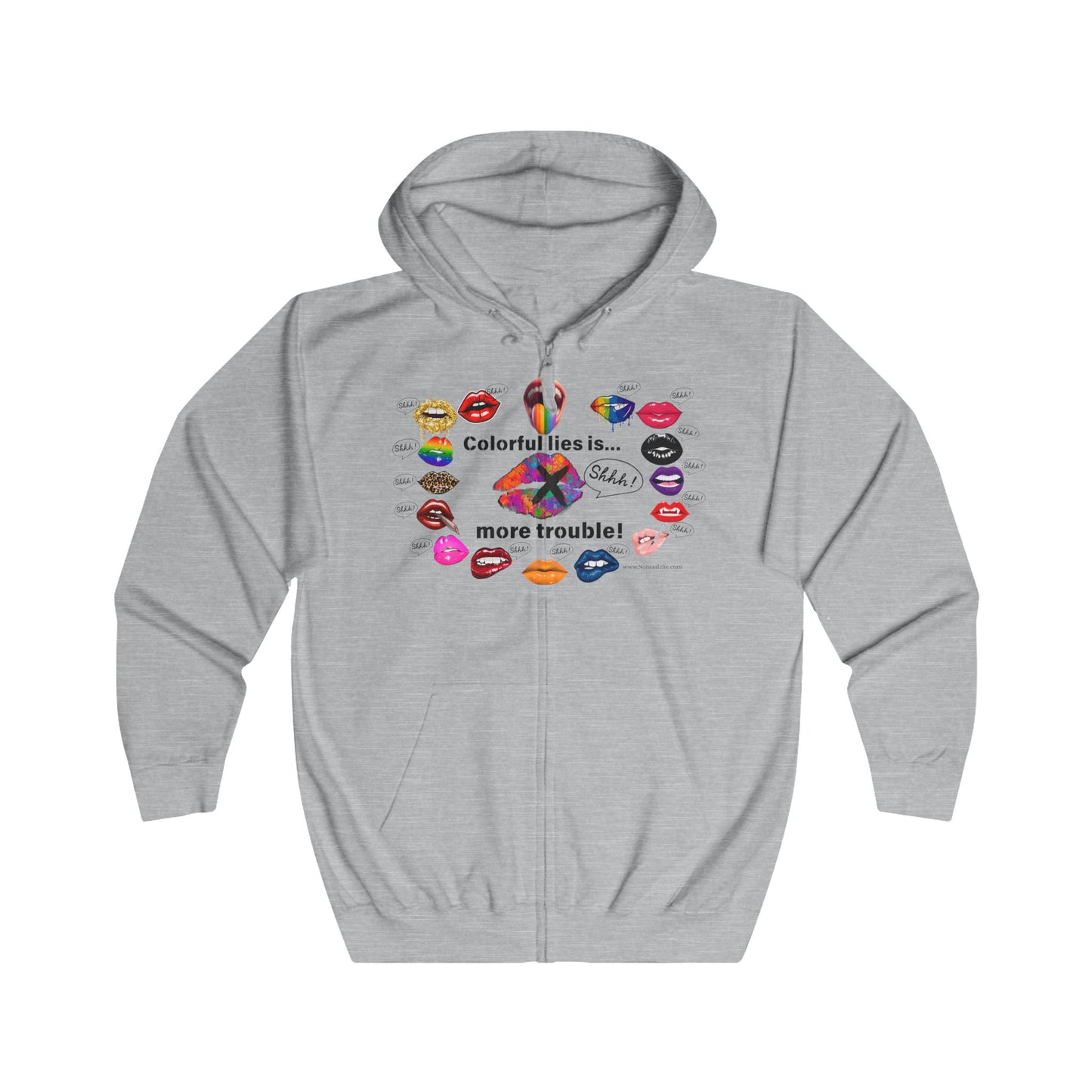 Colorful Lying Lips - Unisex Full Zip Hoodie