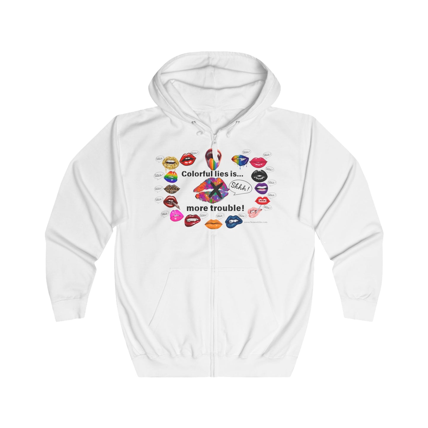 Colorful Lying Lips - Unisex Full Zip Hoodie