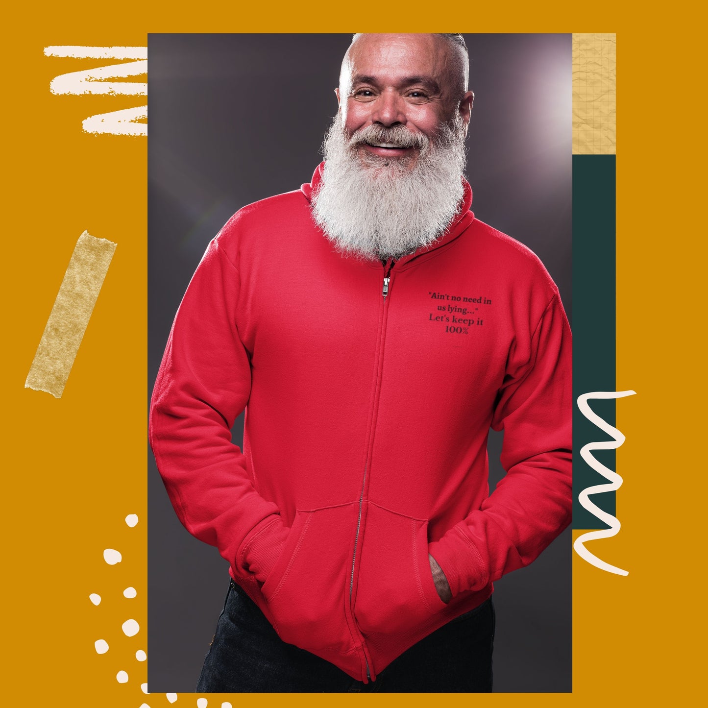 Unisex Zip Up Hoodie - Let's keep it 100%